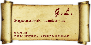 Geyduschek Lamberta névjegykártya